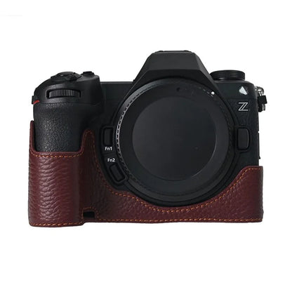 For Nikon Z6 III Camera Case Large Opening Genuine Cow Leather Protector with Wrist Strap