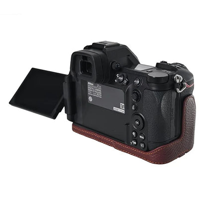 For Nikon Z6 III Camera Case Large Opening Genuine Cow Leather Protector with Wrist Strap