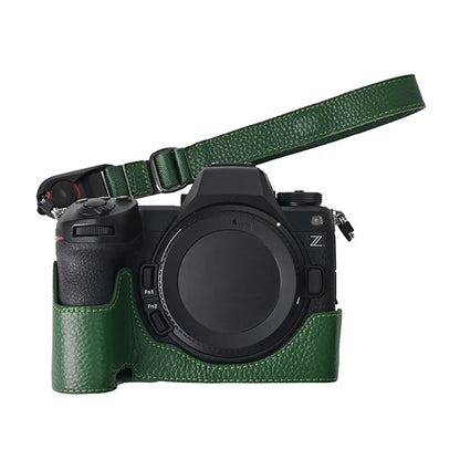 For Nikon Z6 III Camera Case Large Opening Genuine Cow Leather Protector with Wrist Strap