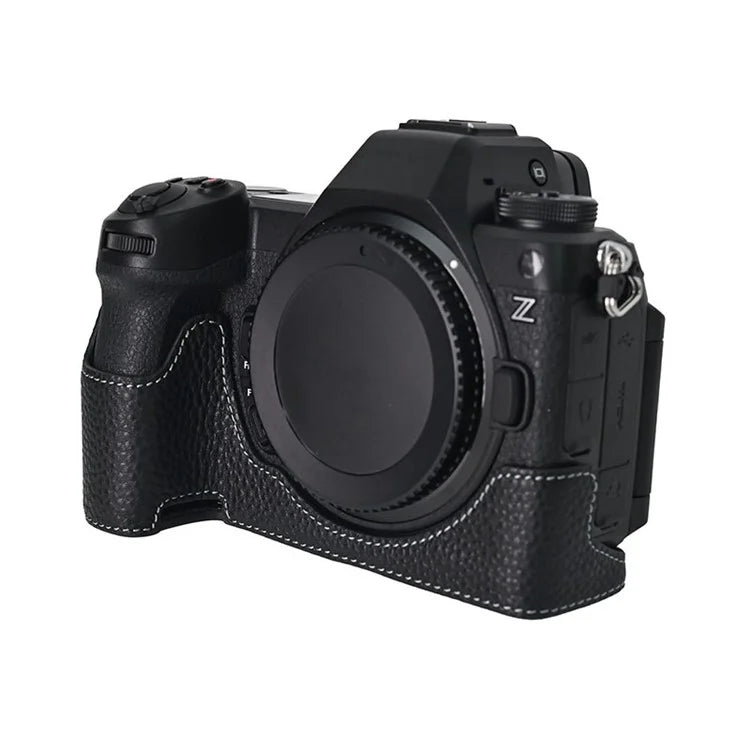 For Nikon Z6 III Camera Case Large Opening Genuine Cow Leather Protector with Wrist Strap