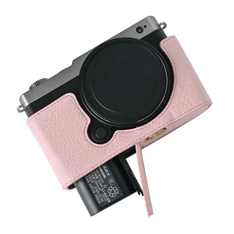 For Panasonic Lumix S9 Camera Case Large Cutout Litchi Texture PU Leather Protective Cover