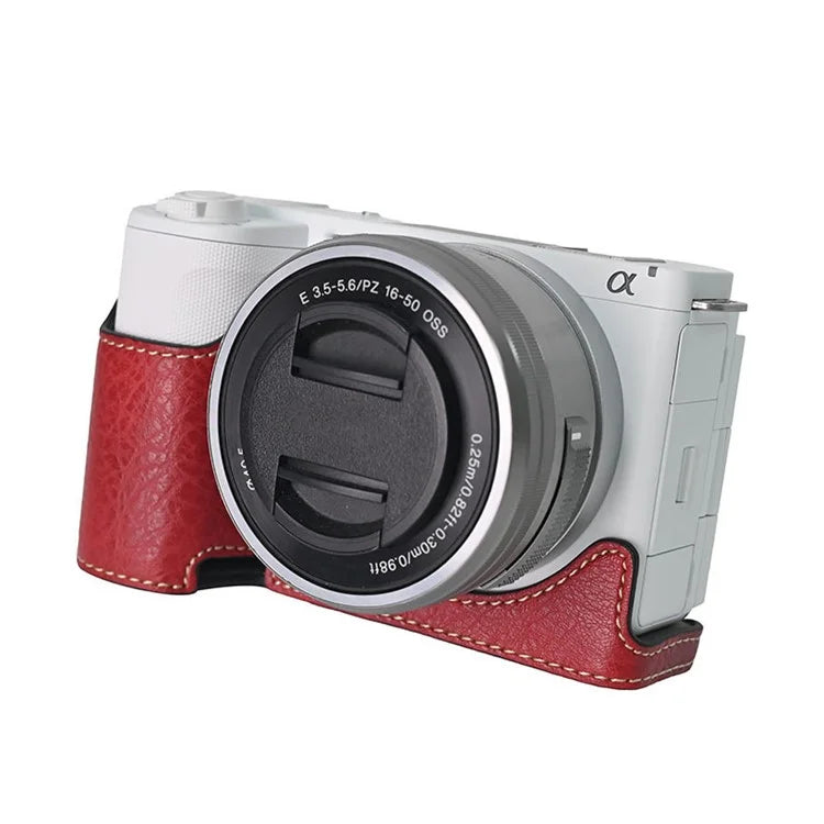 For Sony Alpha ZV-E10 II Camera Case Large Cutout Litchi Texture PU Leather Protective Cover