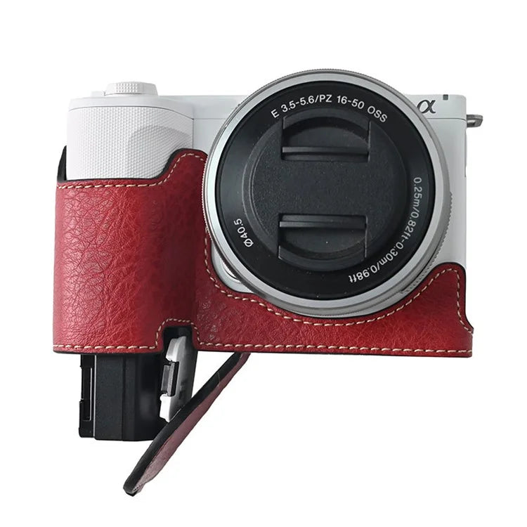 For Sony Alpha ZV-E10 II Camera Case Large Cutout Litchi Texture PU Leather Protective Cover