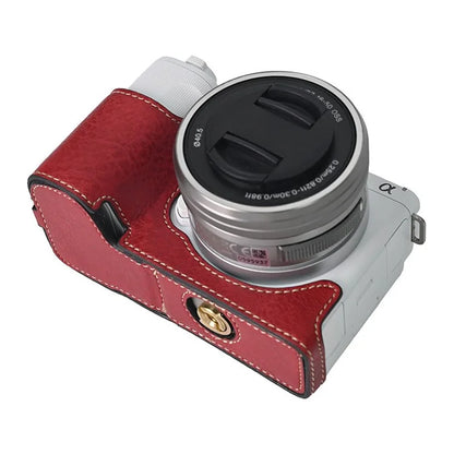 For Sony Alpha ZV-E10 II Camera Case Large Cutout Litchi Texture PU Leather Protective Cover