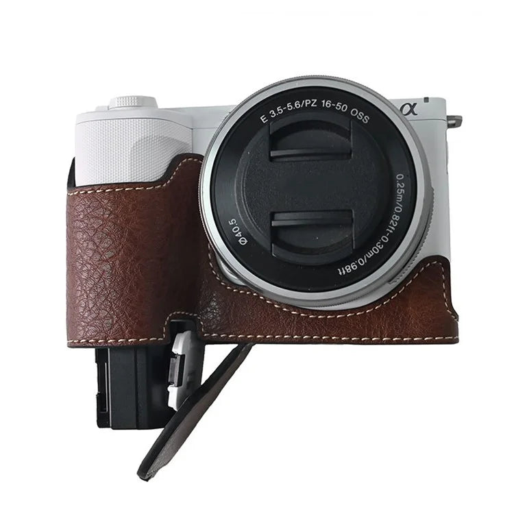 For Sony Alpha ZV-E10 II Camera Case Large Cutout Litchi Texture PU Leather Protective Cover