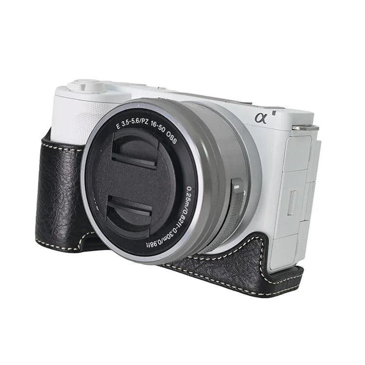For Sony Alpha ZV-E10 II Camera Case Large Cutout Litchi Texture PU Leather Protective Cover