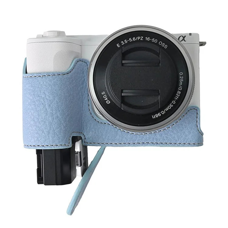 For Sony Alpha ZV-E10 II Camera Case with Shoulder Strap Large Cutout Litchi Texture PU Protective Cover