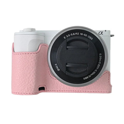 For Sony Alpha ZV-E10 II Camera Case with Shoulder Strap Large Cutout Litchi Texture PU Protective Cover