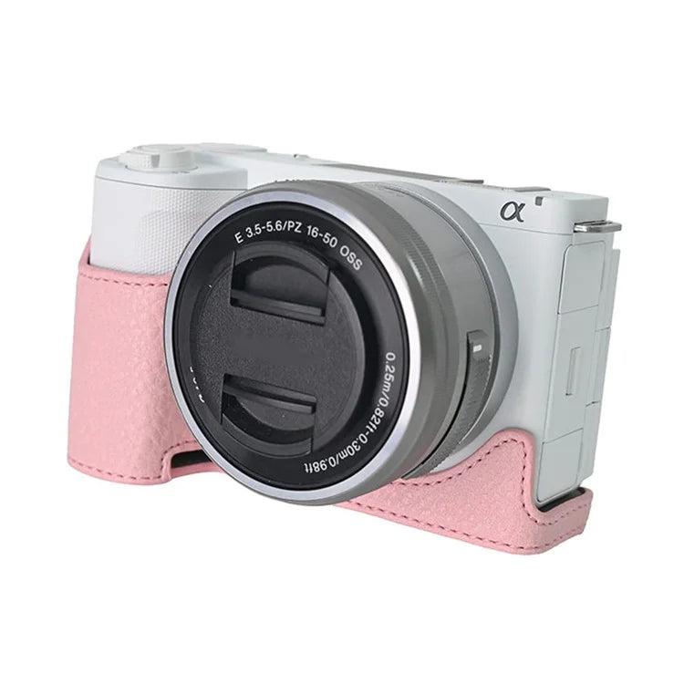 For Sony Alpha ZV-E10 II Camera Case with Shoulder Strap Large Cutout Litchi Texture PU Protective Cover