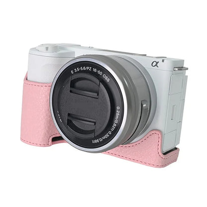 For Sony Alpha ZV-E10 II Camera Case with Shoulder Strap Large Cutout Litchi Texture PU Protective Cover