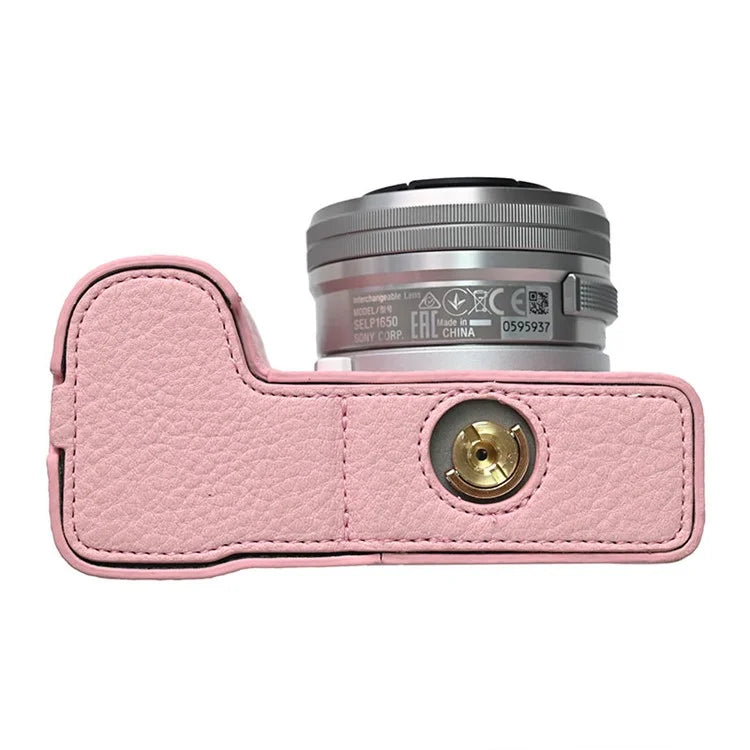 For Sony Alpha ZV-E10 II Camera Case with Shoulder Strap Large Cutout Litchi Texture PU Protective Cover