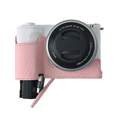 For Sony Alpha ZV-E10 II Camera Case with Shoulder Strap Large Cutout Litchi Texture PU Protective Cover