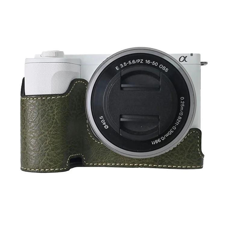 For Sony Alpha ZV-E10 II Camera Case with Shoulder Strap Large Cutout Litchi Texture PU Protective Cover
