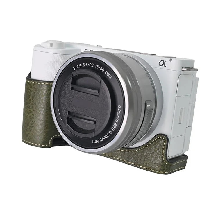 For Sony Alpha ZV-E10 II Camera Case with Shoulder Strap Large Cutout Litchi Texture PU Protective Cover