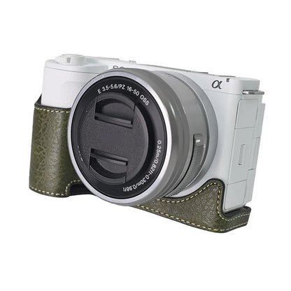 For Sony Alpha ZV-E10 II Camera Case with Shoulder Strap Large Cutout Litchi Texture PU Protective Cover
