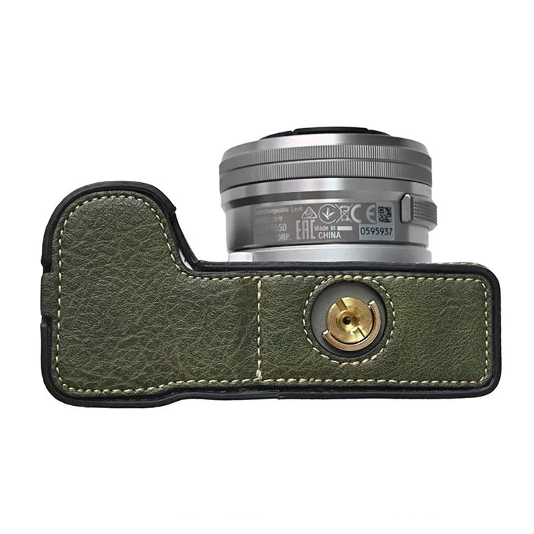 For Sony Alpha ZV-E10 II Camera Case with Shoulder Strap Large Cutout Litchi Texture PU Protective Cover