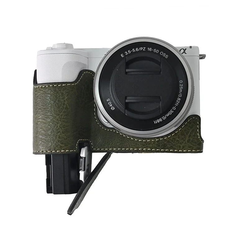 For Sony Alpha ZV-E10 II Camera Case with Shoulder Strap Large Cutout Litchi Texture PU Protective Cover