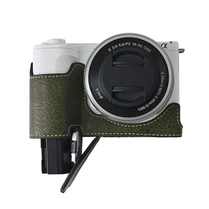 For Sony Alpha ZV-E10 II Camera Case with Shoulder Strap Large Cutout Litchi Texture PU Protective Cover