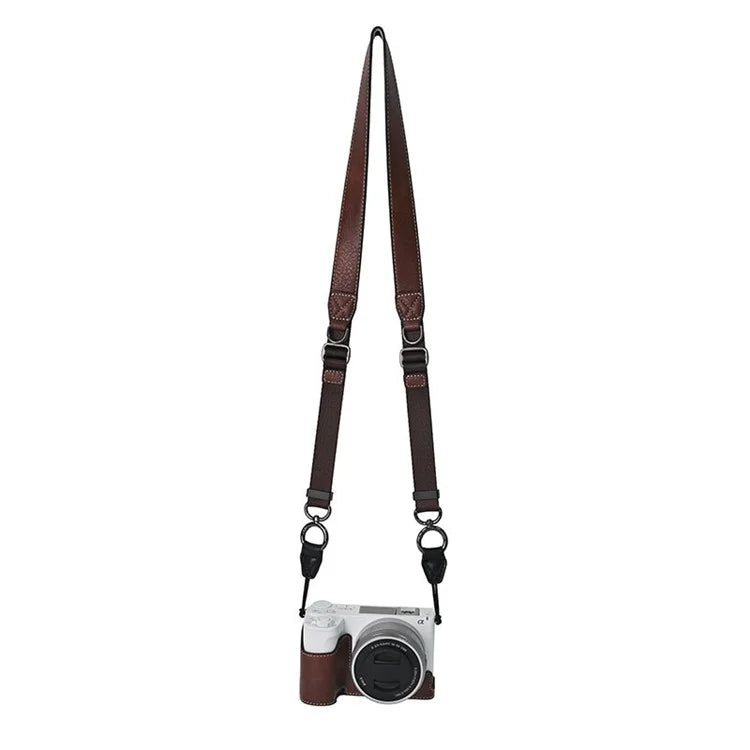 For Sony Alpha ZV-E10 II Camera Case with Shoulder Strap Large Cutout Litchi Texture PU Protective Cover