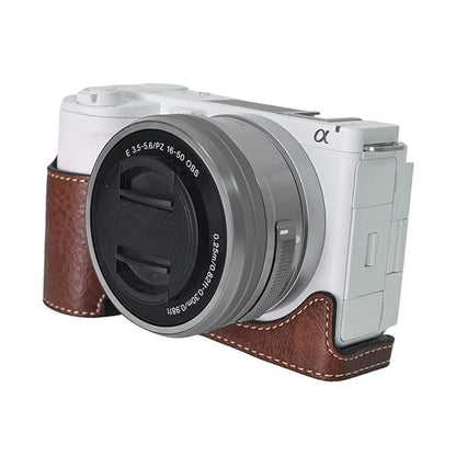 For Sony Alpha ZV-E10 II Camera Case with Shoulder Strap Large Cutout Litchi Texture PU Protective Cover