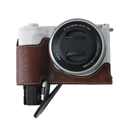 For Sony Alpha ZV-E10 II Camera Case with Shoulder Strap Large Cutout Litchi Texture PU Protective Cover