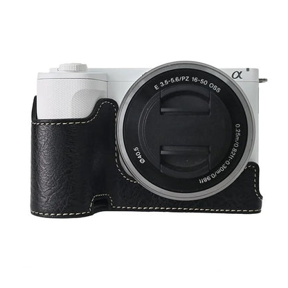 For Sony Alpha ZV-E10 II Camera Case with Shoulder Strap Large Cutout Litchi Texture PU Protective Cover