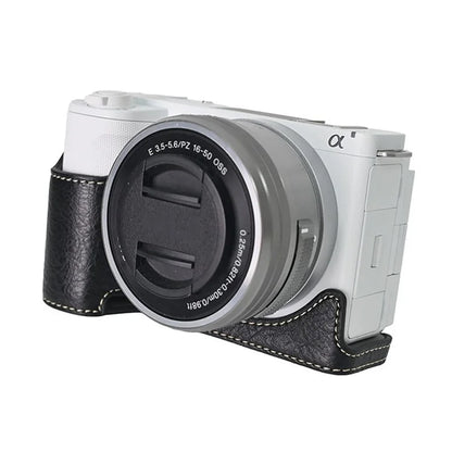 For Sony Alpha ZV-E10 II Camera Case with Shoulder Strap Large Cutout Litchi Texture PU Protective Cover