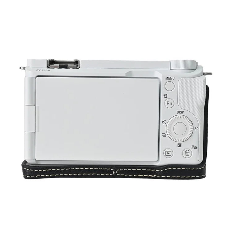 For Sony Alpha ZV-E10 II Camera Case with Shoulder Strap Large Cutout Litchi Texture PU Protective Cover