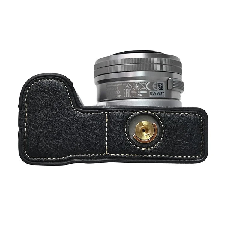 For Sony Alpha ZV-E10 II Camera Case with Shoulder Strap Large Cutout Litchi Texture PU Protective Cover