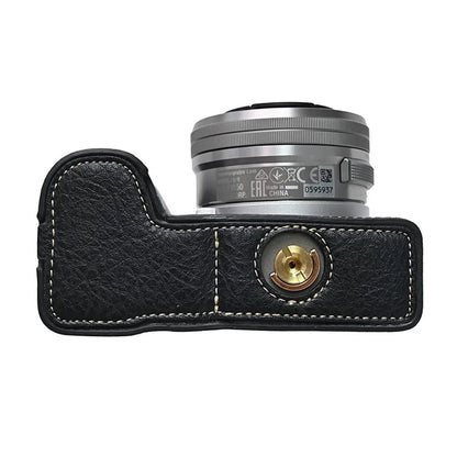 For Sony Alpha ZV-E10 II Camera Case with Shoulder Strap Large Cutout Litchi Texture PU Protective Cover