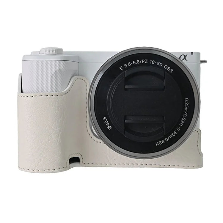For Sony Alpha ZV-E10 II Camera Case with Shoulder Strap Large Cutout Litchi Texture PU Protective Cover