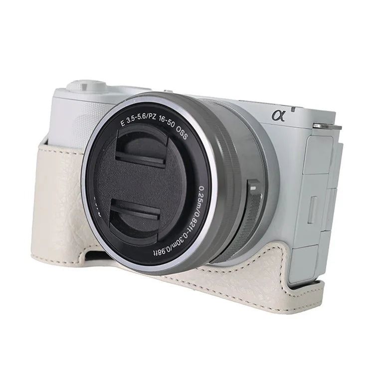 For Sony Alpha ZV-E10 II Camera Case with Shoulder Strap Large Cutout Litchi Texture PU Protective Cover