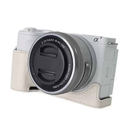 For Sony Alpha ZV-E10 II Camera Case with Shoulder Strap Large Cutout Litchi Texture PU Protective Cover