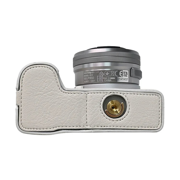 For Sony Alpha ZV-E10 II Camera Case with Shoulder Strap Large Cutout Litchi Texture PU Protective Cover