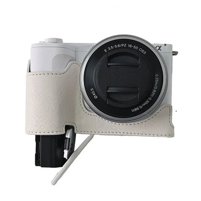 For Sony Alpha ZV-E10 II Camera Case with Shoulder Strap Large Cutout Litchi Texture PU Protective Cover