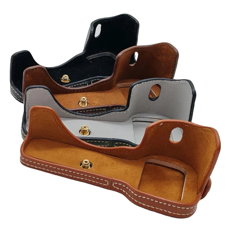 For Sony A7 / A7R PU Leather Camera Bottom Cover Half Body Case with Screw