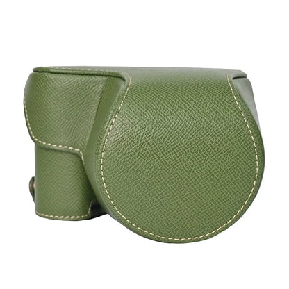 For Sony ZV-E10 II Textured PU Leather Camera Case with Battery Hole + Strap + Lens Storage Bag