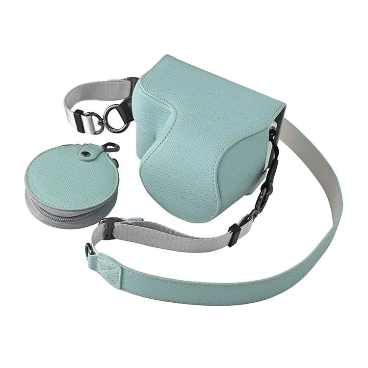 For Sony ZV-E10 II Textured PU Leather Camera Case with Battery Hole + Strap + Lens Storage Bag
