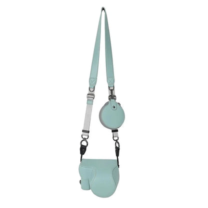 For Sony ZV-E10 II Textured PU Leather Camera Case with Battery Hole + Strap + Lens Storage Bag