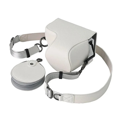 For Sony ZV-E10 II Textured PU Leather Camera Case with Battery Hole + Strap + Lens Storage Bag