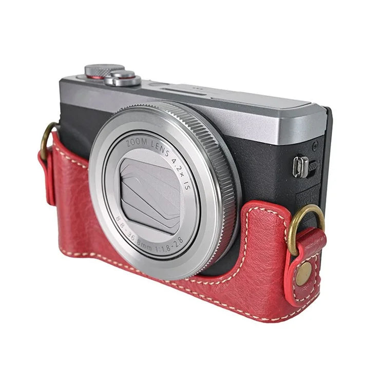 For Canon G7 X Mark II / G7 X Mark III Litchi Textured PU Leather Camera Case with Shoulder Strap