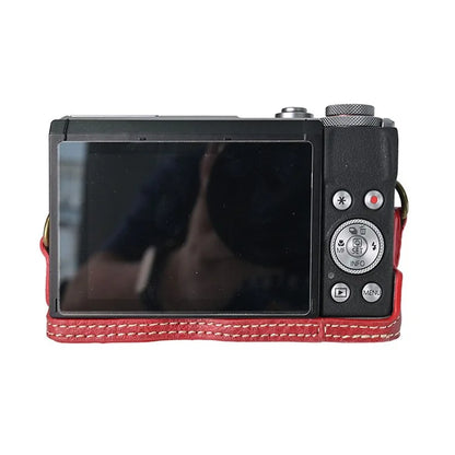 For Canon G7 X Mark II / G7 X Mark III Litchi Textured PU Leather Camera Case with Shoulder Strap