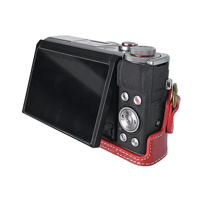For Canon G7 X Mark II / G7 X Mark III Litchi Textured PU Leather Camera Case with Shoulder Strap