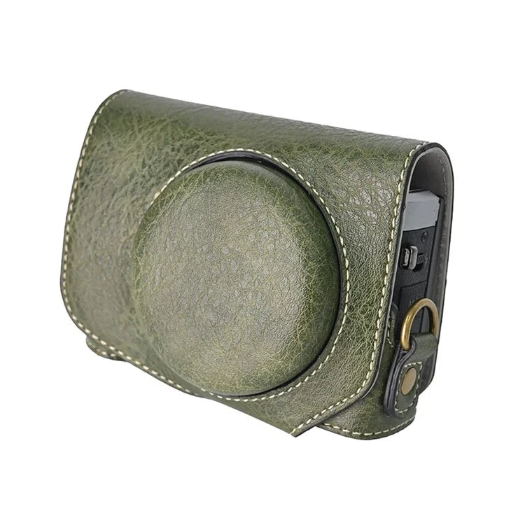 For Canon G7 X Mark II / G7 X Mark III Litchi Textured PU Leather Camera Case with Shoulder Strap
