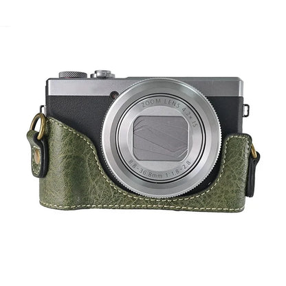 For Canon G7 X Mark II / G7 X Mark III Litchi Textured PU Leather Camera Case with Shoulder Strap