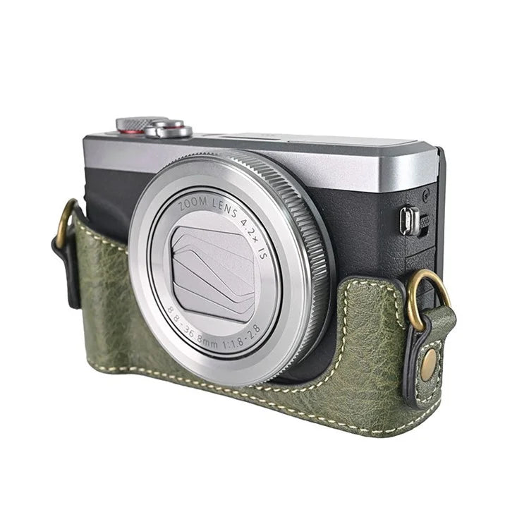 For Canon G7 X Mark II / G7 X Mark III Litchi Textured PU Leather Camera Case with Shoulder Strap