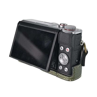 For Canon G7 X Mark II / G7 X Mark III Litchi Textured PU Leather Camera Case with Shoulder Strap