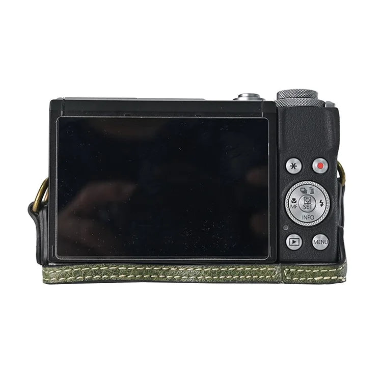 For Canon G7 X Mark II / G7 X Mark III Litchi Textured PU Leather Camera Case with Shoulder Strap