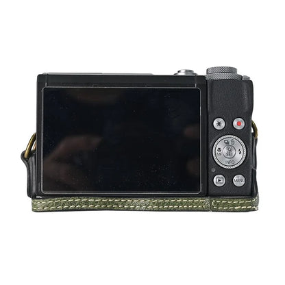 For Canon G7 X Mark II / G7 X Mark III Litchi Textured PU Leather Camera Case with Shoulder Strap