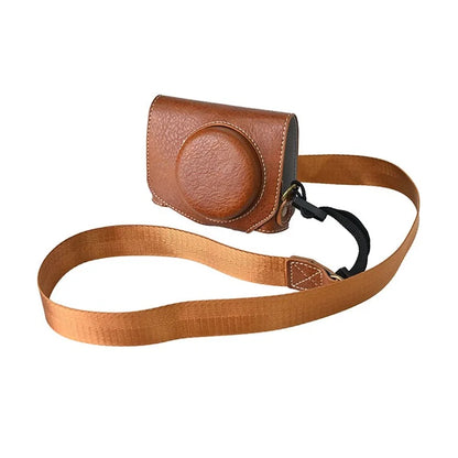 For Canon G7 X Mark II / G7 X Mark III Litchi Textured PU Leather Camera Case with Shoulder Strap